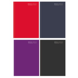 A5 Academic Diary 2024-2025 Week to View Hardback Case Bound - ASSORTED