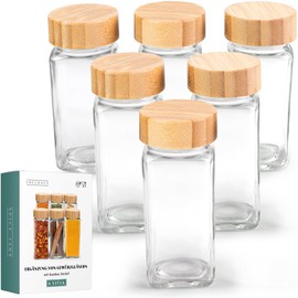 EDELHAUS Square Spice Jars with Pepper Mill (2 x 120 ml) - Salt Mill Set of 2 Spice Shakers, Spice Containers