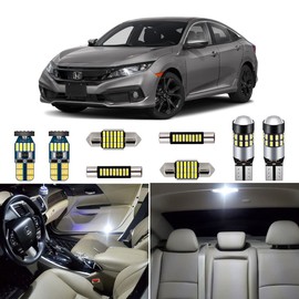 AUTOGINE White LED Interior Lights Kit Package for Honda Civic 2016 2017 2018 2019 2020 2021 Super Bright 6000K Interior LED Light Bulb Package + Install Tool