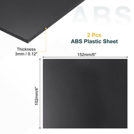 sourcing map 2 Pack ABS Plastic Sheet, 0.12" Thick 4"x6" Flexible Hard Plastic Sheet, Heat Moldable Panel for DIY Crafts Home Decoration, Black