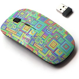 2.4G Wireless Mouse with Cute Pattern Design for All Laptops and Desktops with Nano Receiver - Square