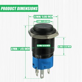 EPLZON 19MM 12V Car Horn Momentary Button Red LED Lighted Momentary Metal Speaker Air Horn Toggle Switch with Socket Plug Wire（Pack of 1 pcs Red）