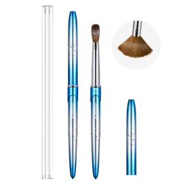 Acrylic Nail Brush Size 8,KEMEISI 100% Pure Kolinsky Nail Art Brushes Sturdy Handle Oval Shaped Acrylic Powder Nail Design Tools for Professional Manicure DIY Home Salon (Blue Gradient)