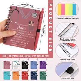 Jetec 20 Sets 2025 Nurse Appreciation Gift Thank You Gifts for Medical Nursing Assistants Inspirational Spiral Notebook Journal with Sticky Note Notepad Ballpoint Pen Bulk for Nurse Coworker Doctor