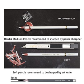 Sketching Highlight Pen, White Charcoal Pencil, Charcoal Pencils for Drawing, Professional Drawing Charcoal Pencil, White Pencil Set, Non-Toxic Drawing Pencils Tools for Fine Art Supplies, Soft,