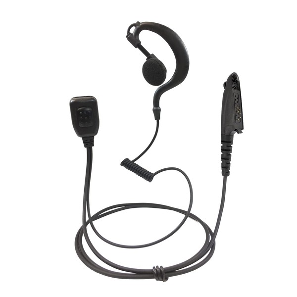 PROMAXPOWER 1.5-Wire G-Shape Swivel Earbud Earpiece with PTT Mic Compatible
