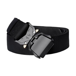 Clair & Gina Tactical Belt, Nylon Belt, Quick Release Buckle, Stepless Adjustment, Work Belt, Outdoor Military Belt, Buckle Belt (Black), Belt-Black