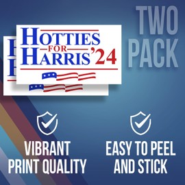 Hotties for Harris 2024 Cute Brat Sticker - Kamala Harris 2024 Presidential Political Campaign Election Decal - Car Truck Bumper Laptop Flat Surface Sticker - 5 Inches 2 Pack - Made in USA - AAS0177