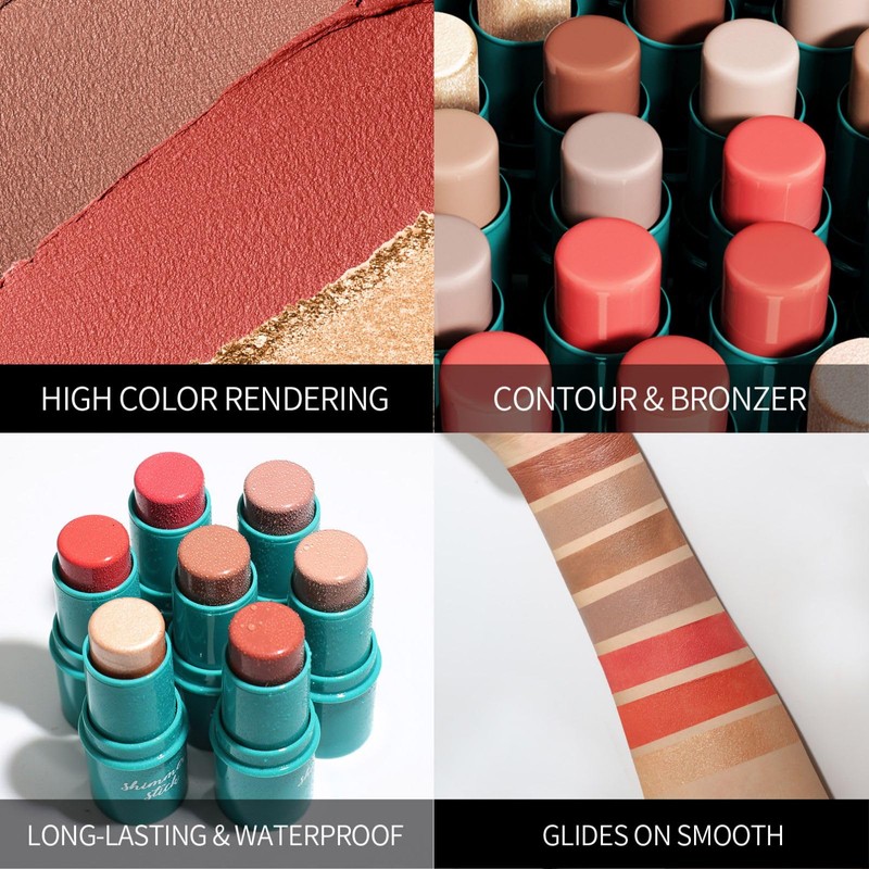 Vawolecy Contour Stick, Shades with Highlighter & Bronzer & Blush
