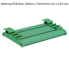 sourcing map DIN rail support for PCB housing bracket, 240 mm x 72 mm, green