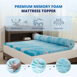 EGOHOME Twin Memory Foam Mattress Topper, 3 Inch Gel Infused Memory Foam Mattress Topper for Twin Size Bed, Cooling and Pressure Reliving, CertiPUR Certified, Blue