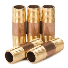 LTWFITTING Brass Pipe 2-1/2" Long Nipple Fitting 1/2 Male NPT Air Water (Pack of 5)