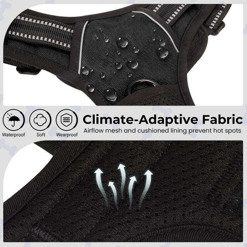 Funfox Dog Harness Large Dog, 2 Clips No Pull Vest
