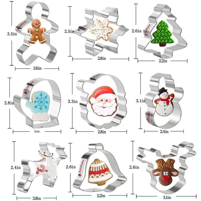 Christmas Cookie Cutters Set of 9 - Star Tree Angel