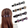Pack of 4 Glittering Crystal Stone Braided Hair Clips, Hair Clips Women, Hummingbird Hair Clip with Crystal Flower, Large Hair Clips for Thick Hair with 3 Mini Hair Clips for Women Girls