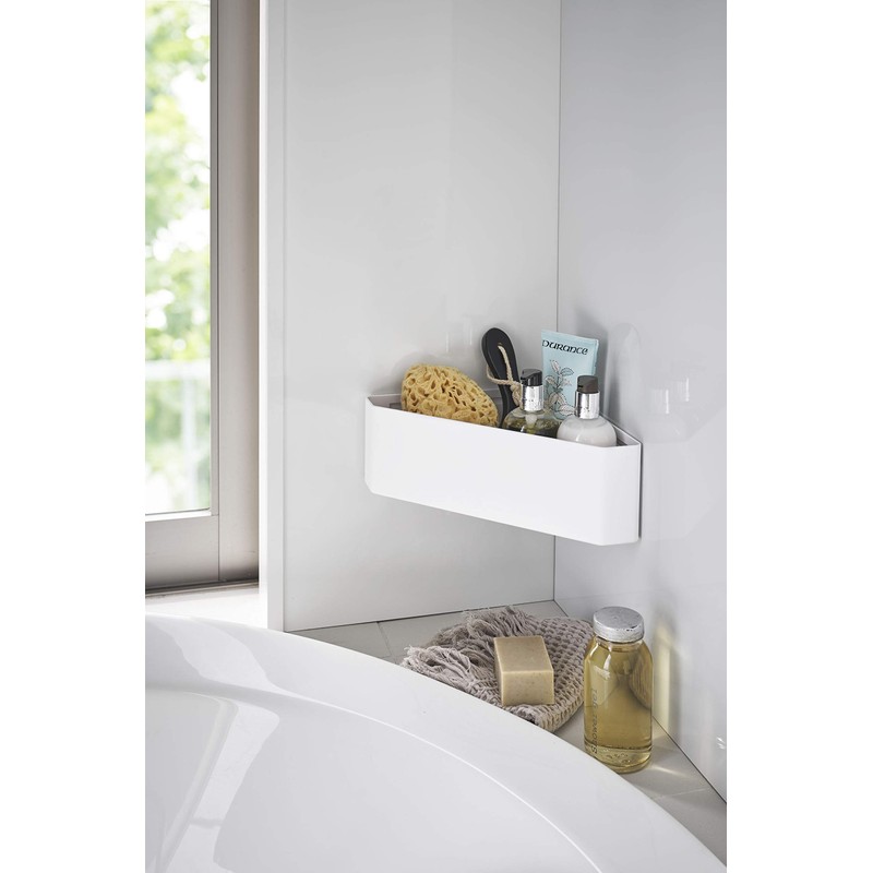 Yamazaki 4264 Magnetic Bathroom Corner Toy Rack, White, Approx. 13.0