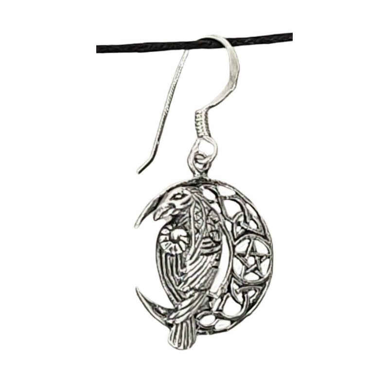 Raven in the Moon Earrings 925 Sterling Silver or 22,