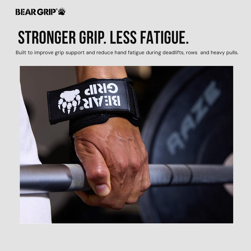 BEAR GRIP Multi Grip Straps/Hooks, Premium Heavy duty weight lifting