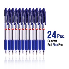 Cello Ballpoint Blue Pens, Pack of 24 (1.0mm) Medium Point Retractable, Coloured pens Ball Point Black Ink biro Pens; Ideal for Office supplies, School Stationary supplies