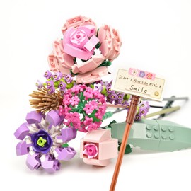 BOZOBO Mini Bricks Flower Bouquet Building Set, Artificial Flowers DIY Unique Decoration Home 547 Pcs Botanical Collection for Couples Women Wife Girl