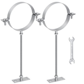 Mineye 2Pcs 8 Inch Adjustable Vent Wall Strap, Heavy Duty Galvanized Steel Pipe Bracket, B Vent Wall Bracket Chimney Pipe Holder, Stove Pipe Hanger Strap, Round Split Ring Vent Pipe Strap