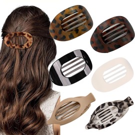 GWAWG 6PCS Flat Hair Clips for Women Girls, Curved Design Hair Claw for Lying Driving Working, Strong Holder for Thick Thin Hair, Nonslip Hair Accessories, Multi Color Pairing Clothes