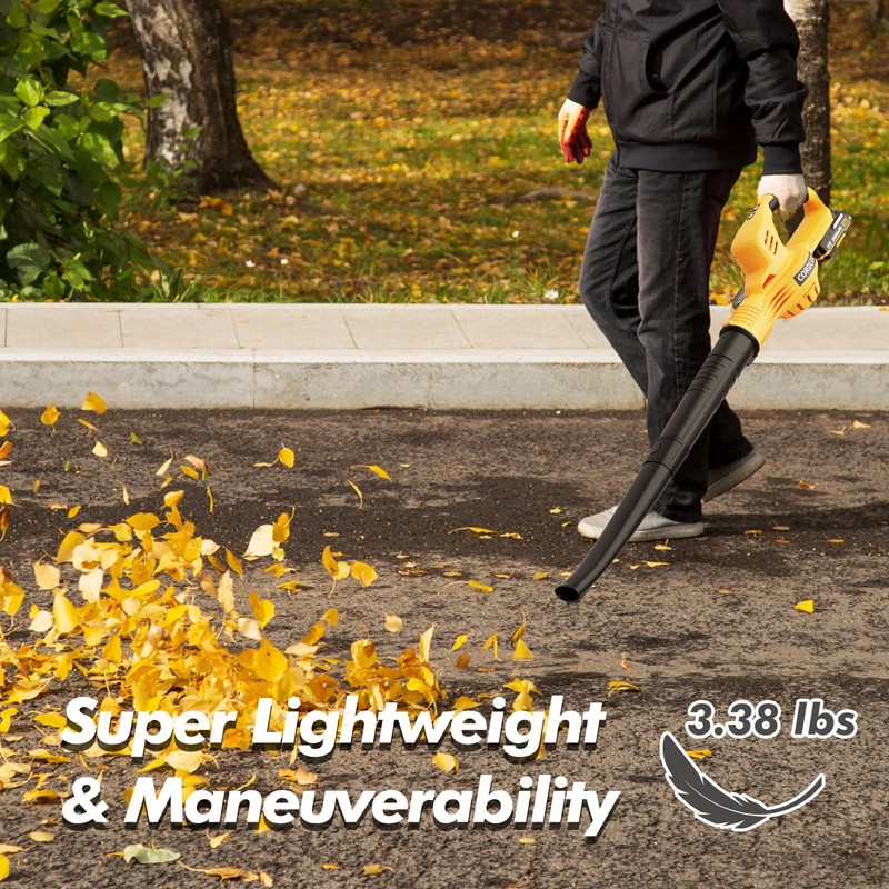 Leaf Blower Cordless with 2 Batteries and Charger, 21V Electric