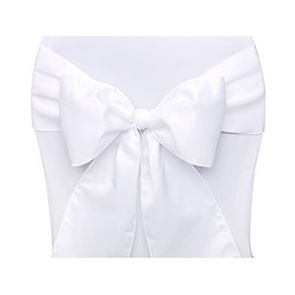 Satin Chair Bows 15 x 275 cm Set of 10 White Mat Chair Decoration for Wedding Church Decoration Garden / 275 cm Satin Bow Chair Bow Colours Wedding