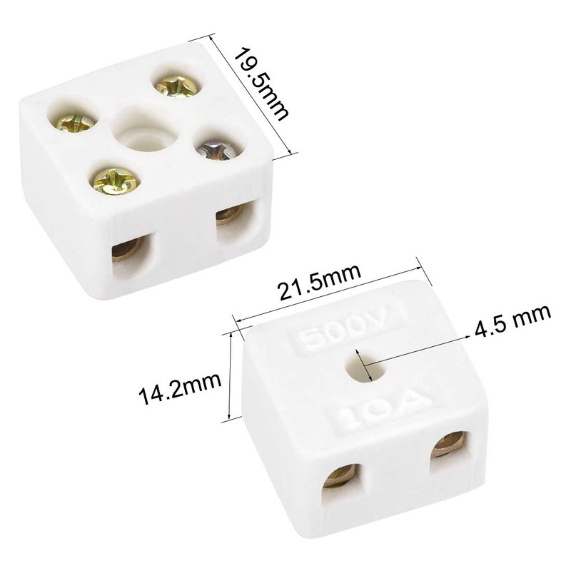 uxcell 2 Way Ceramics Terminal Blocks High Temp Porcelain Ceramic
