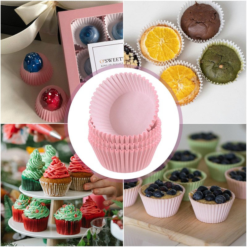 sourcing map 200 Count Cupcake Liners Pink Cupcake Cups Standard