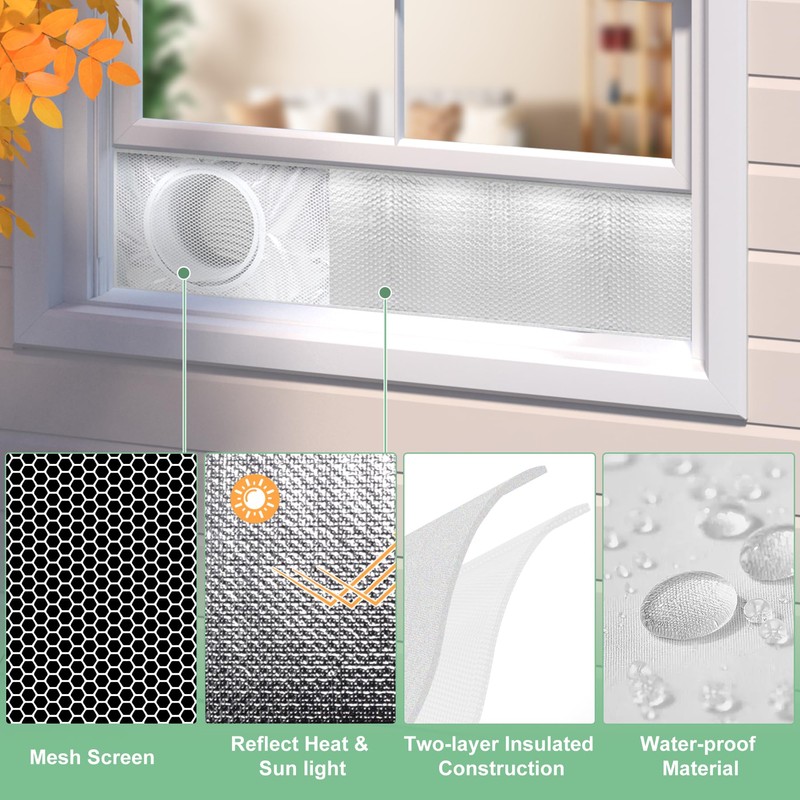 Memrita Portable AC Window Seal Kit with Mesh Screen, Double