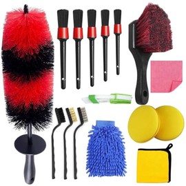 16 Pcs Cepillos para Limpieza de Coches - Cepillo para Rines de Auto, Cepillo para Lavar Carros, Cepillos para Detalles Limpieza de Coche, Cepillos pa