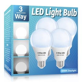 Wiyifada 3 Way LED Light Bulbs 4 Pack, 3 Way Light Bulbs 30 70 100 Daylight White 5000K,E26 Medium Base A19 Three Way Light Bulb, Indoor 3way Bulb for Reading