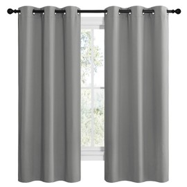 NICETOWN NICETOWN Thermal Insulated Grommet Blackout Curtains, Kids Window Drape Panel for Nursery, Privacy Short Curtains (Silver Grey, 2 Panels, W42 x L68 -Inch)