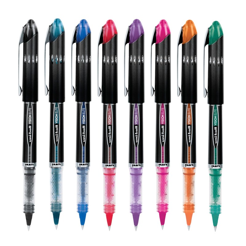 Uniball Vision Elite Rollerball Pens; Assorted Pens Pack of 8;