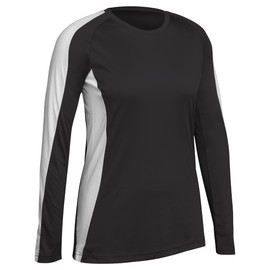 Champro Women's Triumphant Long Sleeve Adult Volleyball Jersey, Black, White, Large