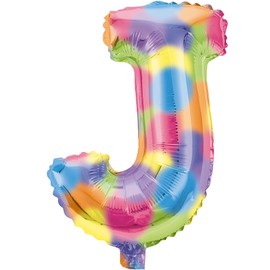 Fantasias Miguel Globo Letra J Moteado para Decorar Fantasias Miguel Globo Grande de Letra Cumpleaños Fiesta Aniversario XV Años Globo Arcoiris Papel Foil Helio 40.6 cm Inflado Marca Mylin 1 pieza