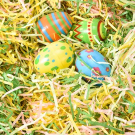 Ausejopeac 1/2 LB Easter Grass Crinkle Cut Paper Basket Filler for Easter Gift Box Basket Filler Paper Shred Filler Party Birthday Gift Wrapping Green Raffia Grass Shred