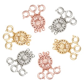 SUNNYCLUE 6 Sets 3 Colours Necklace Clasp Layering Multiple Chains Layering Clasp Gold Silver Rose Gold Necklace Layering Clasp Chain Clasp Brass for Bracelets Necklace Jewellery DIY