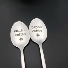 Nana and Papa Gifts Spoon Nana’s Coffee Papa’s Coffee Spoon Set for Grandparents Anniversary Christmas Birthday Gifts for Grandma Grandpa Mothers Day Fathers Day Gift