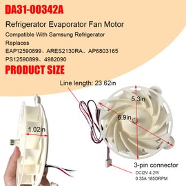 BOVZOR Compatible with Samsung Refrigerator Evaporator Fan Motor DA31-00334C, DC 12V 2.5W Circulation Component for French Door Models RF28R7351SR, RF22R7351SR, RF23M8070SR, AP5948644, PS9494022