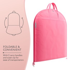 Hangerworld 54 Inch Zipped Pink Suit Dress Cover Travel Carrier Bag with Handles – Full-Length Zip and Secure Closure for On-The-Go