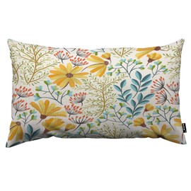TKS MITLAN Colorful Floral Pillow Cover 12x20 inch Abstract Yellow Flower Green Branches Blue Leaves Red Fruit Spring Modern Decorative Throw Pillow Covers Linen Cushion Case for Sofa Couch