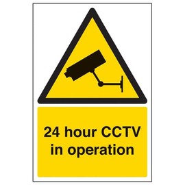 Warning Security - 24 Hour Cctv In Operation - 200 x 300 mm Restickable Safety Sign