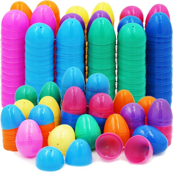 The Dreidel Company Fillable Easter Eggs with Hinge Bulk Colorful Bright Plastic Easter Eggs, Perfect for Easter Egg Hunt, Suprise Egg, Easter Hunt, 2.25" Assorted Colors (100-Pack)