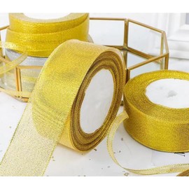 YYCRAFT Metallic Gold Satin Ribbon 2 Inch,50 Yards Craft Fabric Ribbon for Gift Wrapping Floral Bouquets Wedding Party Decoration