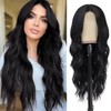 Peluca Ondulada Negra Larga Lace Front para Mujer Peluca Ondulada