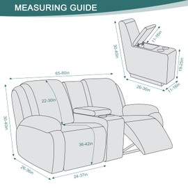 Ruaozz Stretch Loveseat Recliner Covers with Console 4-Pieces Recliner Sofa Covers with Pockets Jacquard Reclining Couch Covers Furniture Protector with Elastic Straps Bottom (2 Seater, Grey)