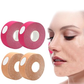 Face Lifting Tape, Face Tape Lifting Face, Pack of 4 Face Tape Against Wrinkles, Anti Wrinkle Face Tape for Firming and Double Chin, Face Tapes Against Wrinkles (Skin + Pink)
