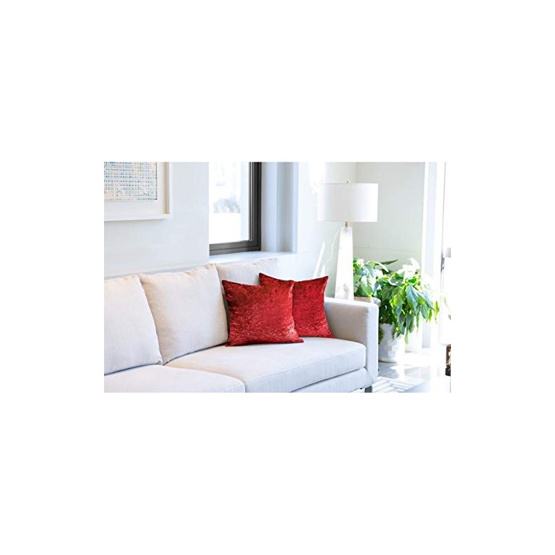 Lex's Linens Pack of 4 Red Crushed Velvet Cushion Covers